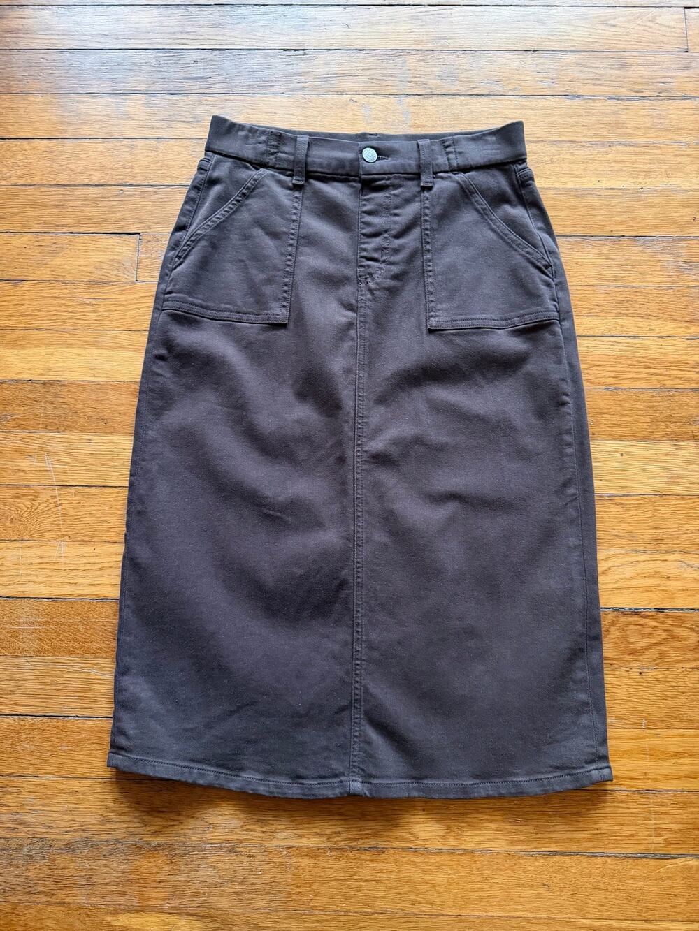DENIM & CO. Brown Stretch Denim Midi Skirt sz 4P